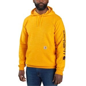 Carhartt Men's Loose Fit Logo Sleeve Graphic Sweatshirt Hoodie Yellow